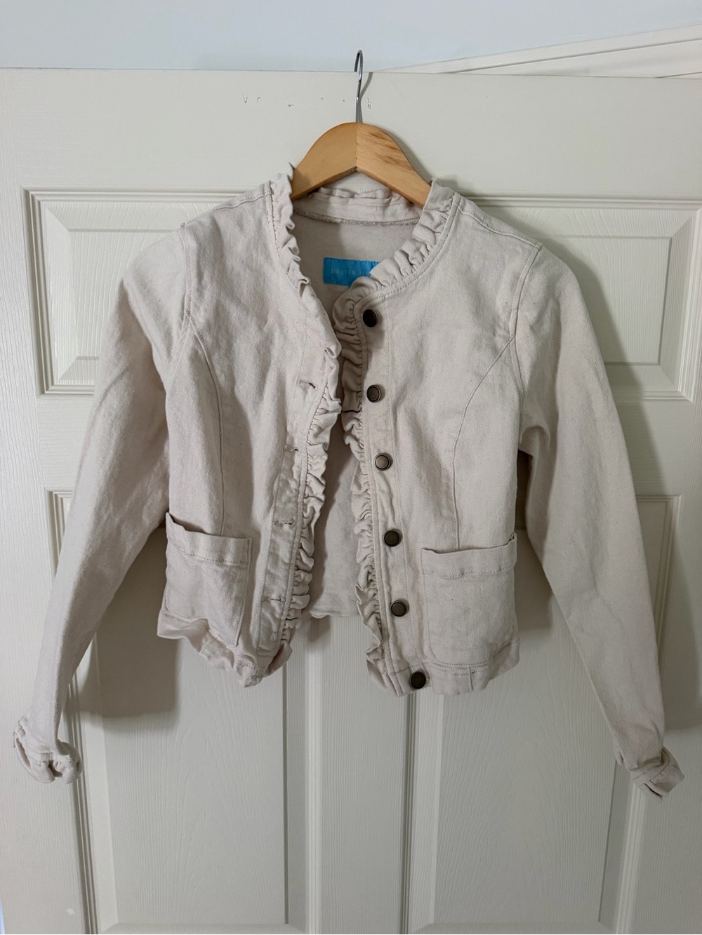 Draper James Cream Ruffle-Trim Cream Jacket - Picture 2 of 3
